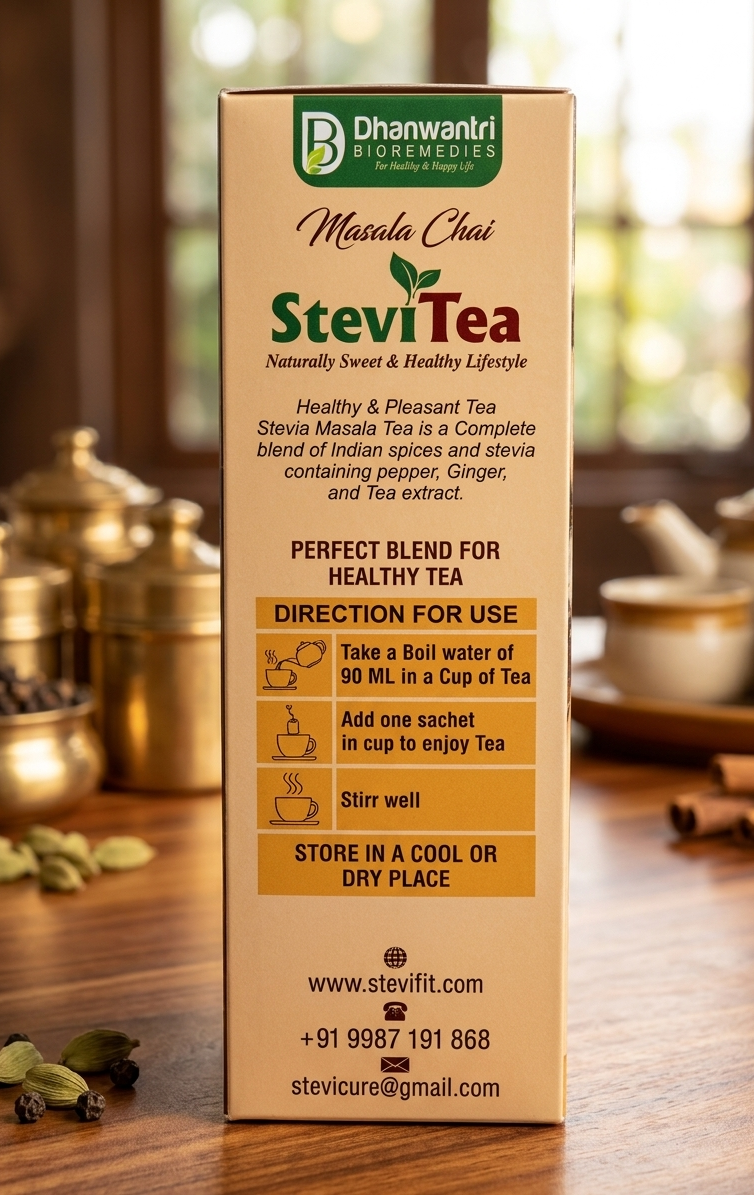 Instant Masala Chai by SteviTea – Sugar-Free, Real Spices, Kadak Desi Taste in 30 Seconds